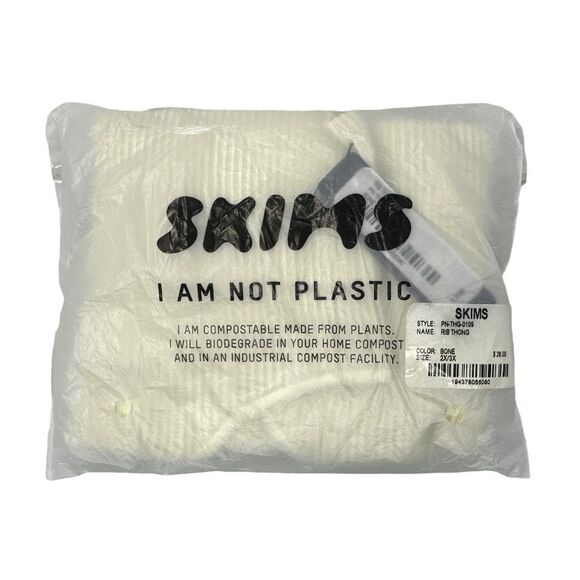 SKIMS Stretch Rib Thong - Size 2X/3X - Bone - Picture 6 of 6